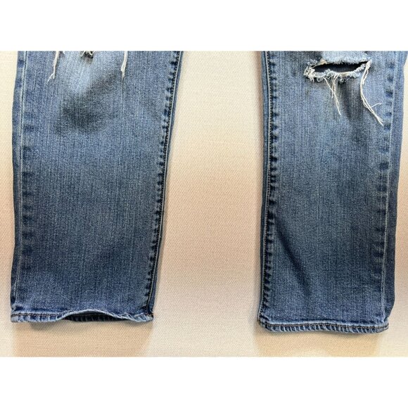 American Eagle Outfitters Straight Leg Jeans Womens 14 Blue Denim Distressed - Picture 5 of 12